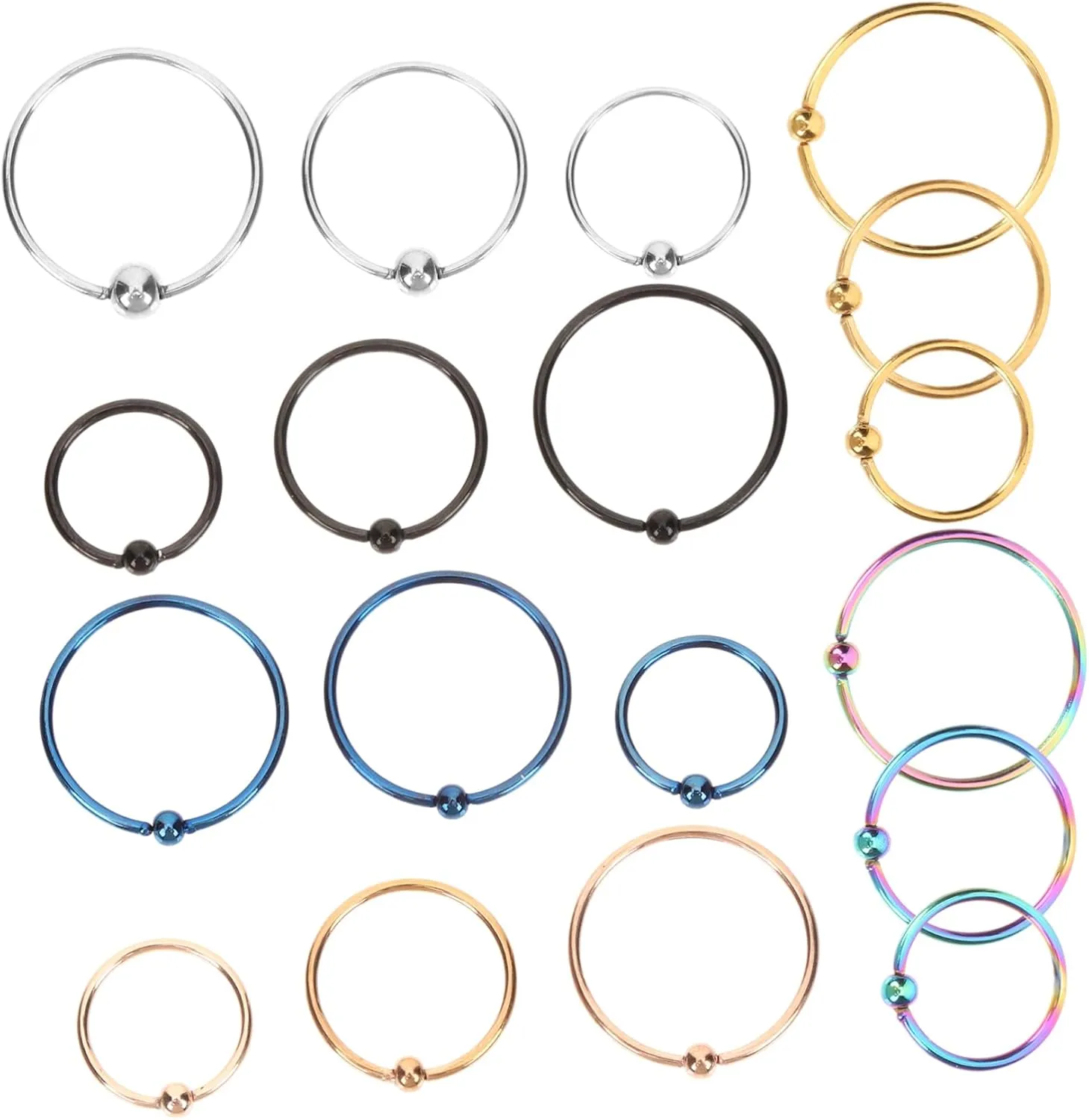 Hemoton 18pcs Women Nose Studs Jewelry Stainless Steel Small Nose Rings Body Piercing for Fashion