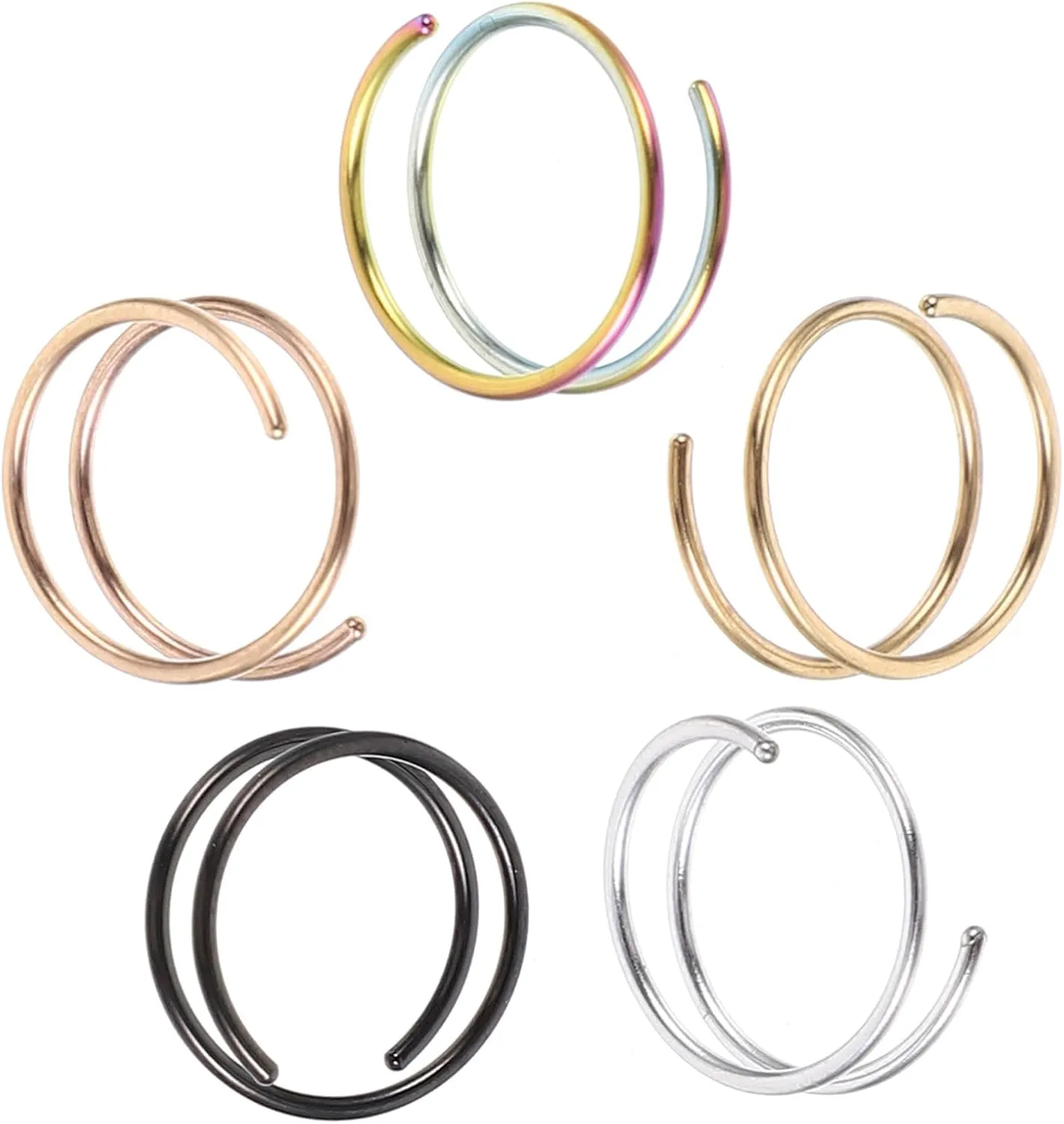 Hemoton 5pcs Double Spiral Nose Ring Nose Jewelry Decorative Hoop Nose Ornaments Sturdy and Skin-friendly