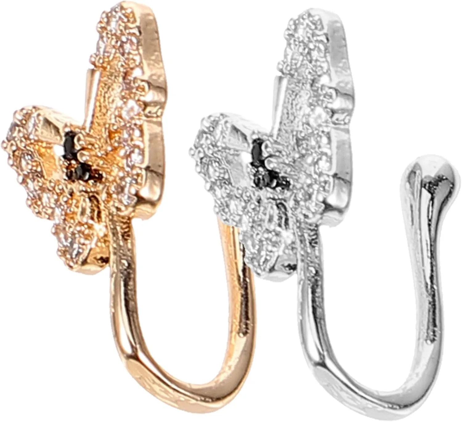 Homoyoyo 2pcs Butterfly Nose Rings Clip Nose Ring Non Pierced Jewelry Women Cuffs Fake Septum