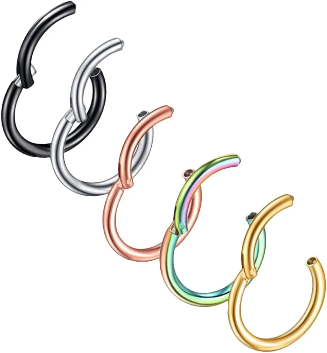 Homoyoyo Nose Ring Earrings Set 5pcs Stainless Steel Nose Jewelry Pain- Earrings for Women Fashion Hoops for Daily or Special Occasions