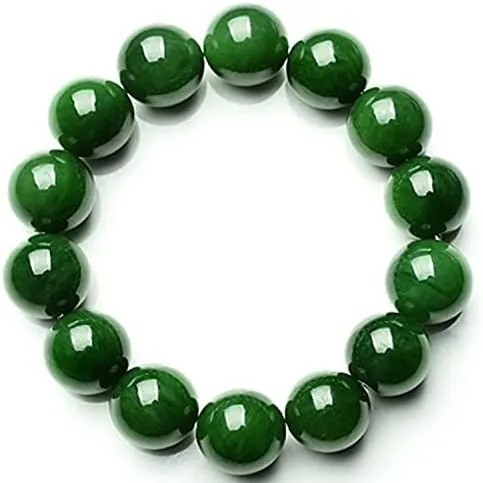 HUFFA Sapphire Round Bead Bracelet, Jasper Bracelet, Spinach Green Beaded Jade Gift