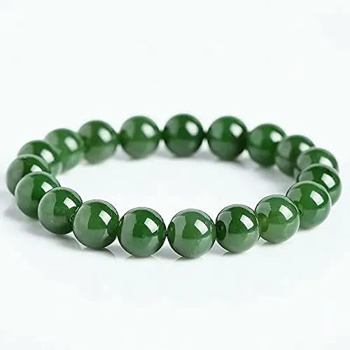 HUFFA Sapphire Round Bead Bracelet, Jasper Bracelet, Spinach Green Beaded Jade Gift
