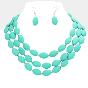 iLLASPARKZ Colored Oval Beaded Triple Layered Necklace
