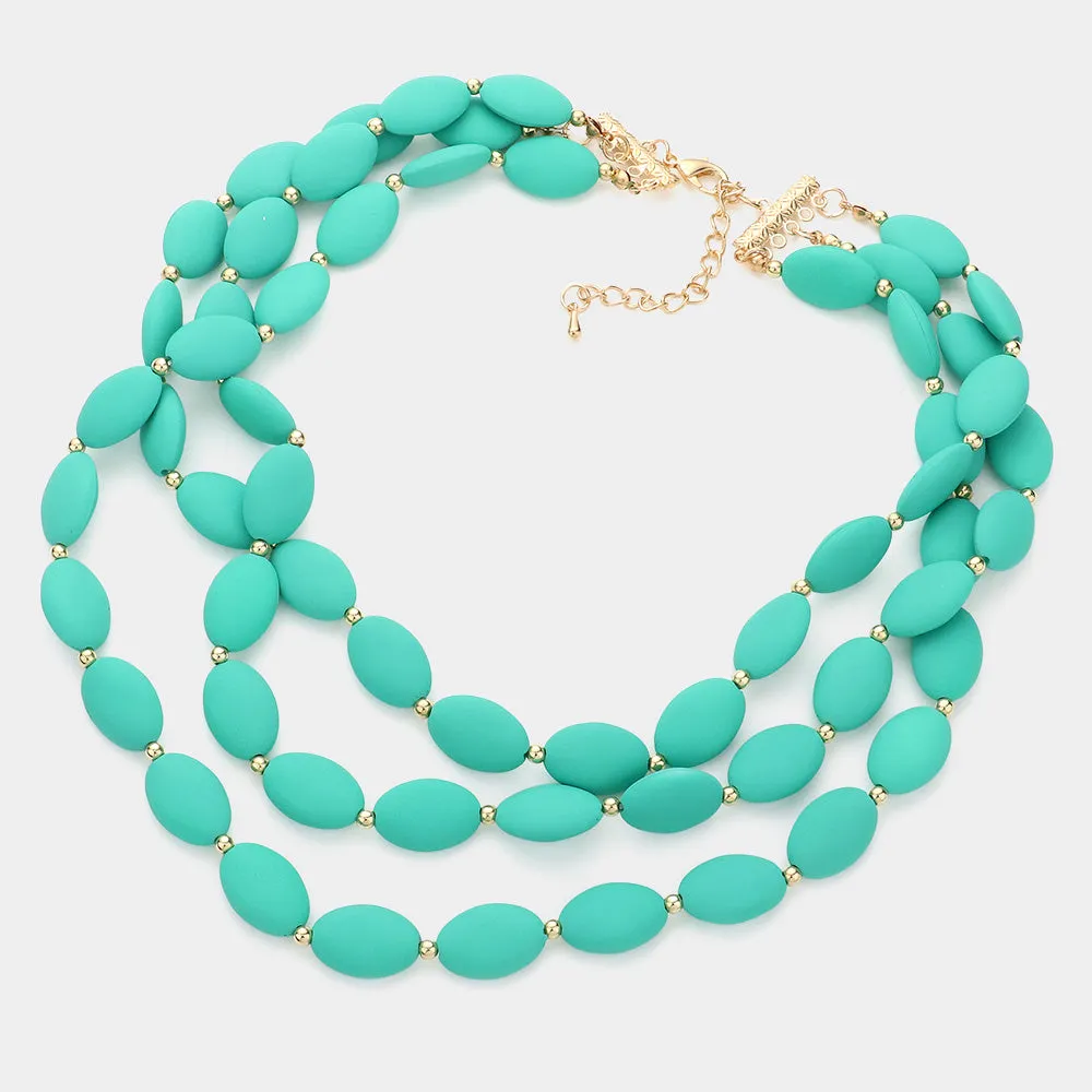 iLLASPARKZ Colored Oval Beaded Triple Layered Necklace