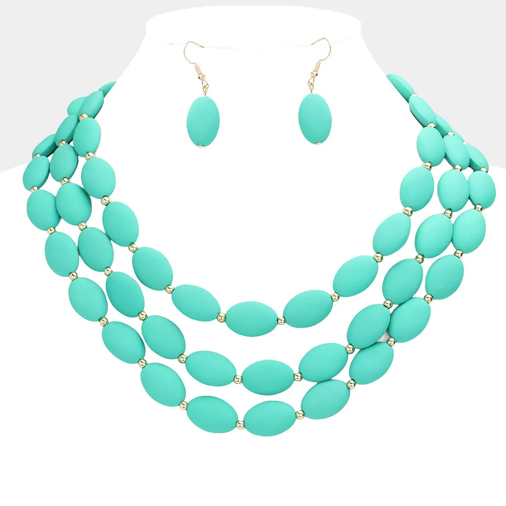 iLLASPARKZ Colored Oval Beaded Triple Layered Necklace