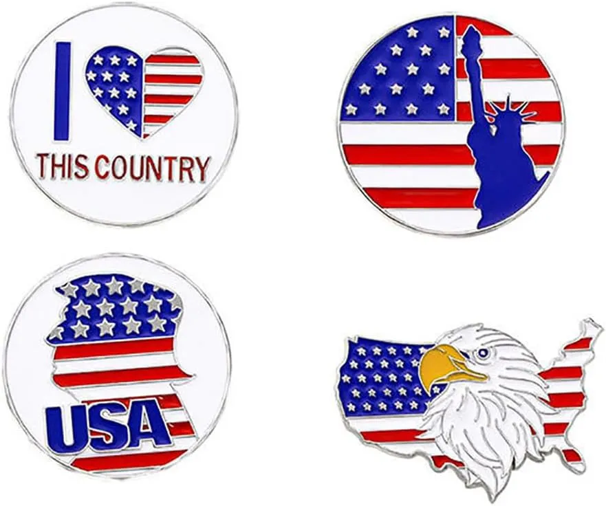 Independence Day Enamel Pins American Flag Brooch Pin Patriotic Lapel Pins Memorial Day Badges Pin JHN71