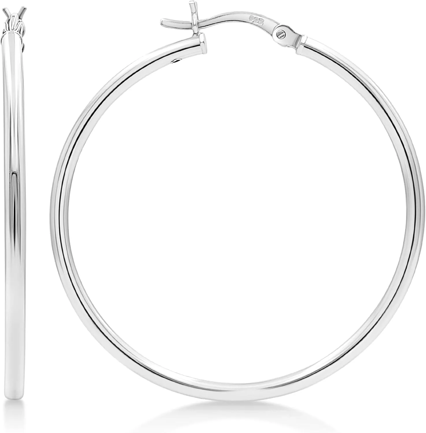 KEZEF 925 Silver Hoop Earrings for Women - Small & Large Sterling Silver Hoop Earrings for Men - Hypoallergenic Silver Earrings Available in 10mm-50mm