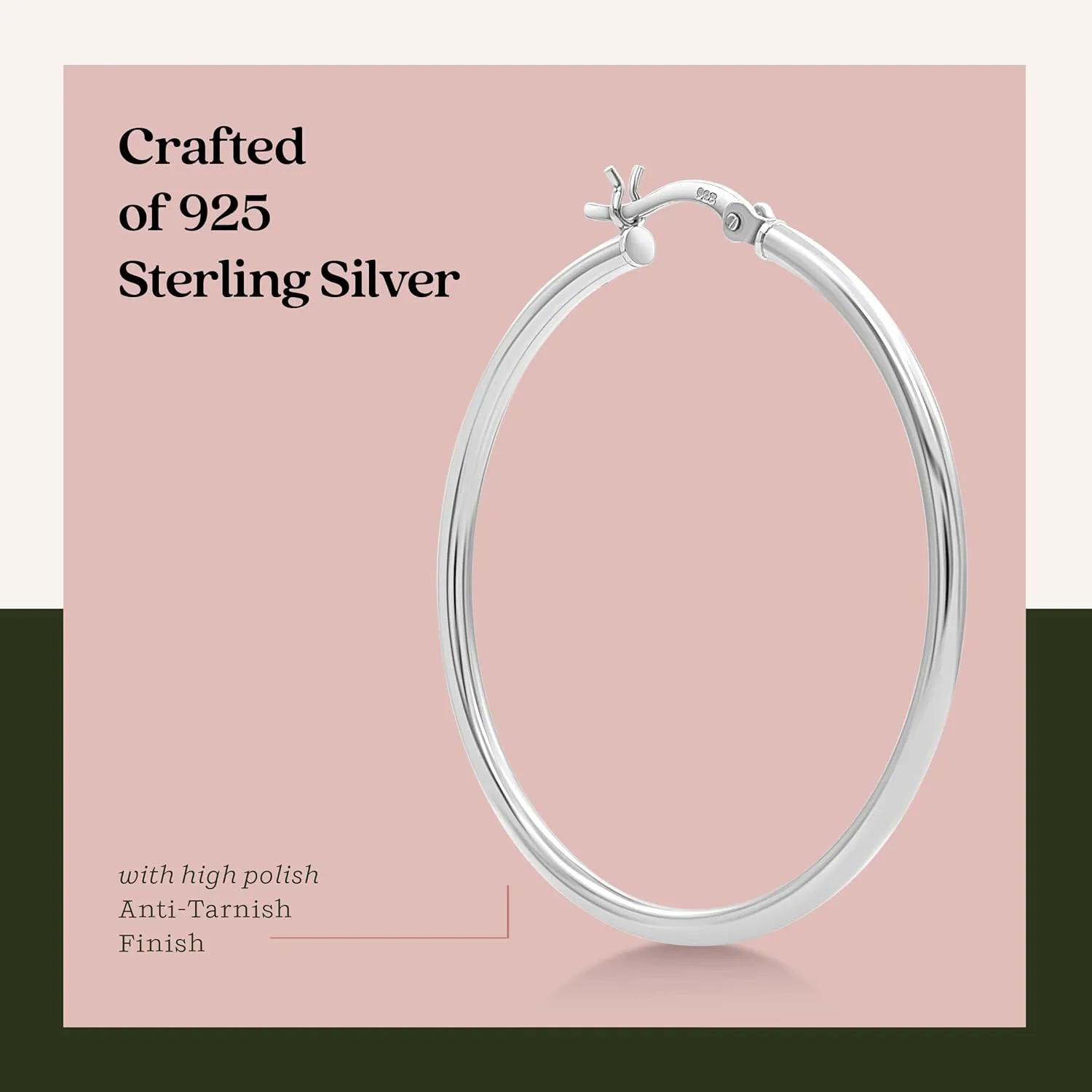 KEZEF 925 Silver Hoop Earrings for Women - Small & Large Sterling Silver Hoop Earrings for Men - Hypoallergenic Silver Earrings Available in 10mm-50mm