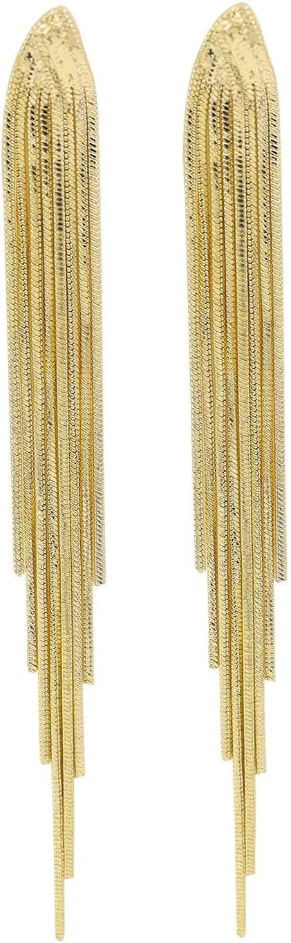 Knot Tassel Earrings for Women Long Gold Tassel Dangle Knot Earrings Knot Snake Chain Fringe Statement Earrings