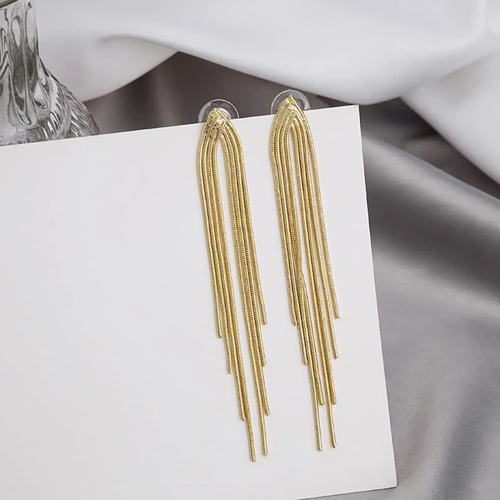 Knot Tassel Earrings for Women Long Gold Tassel Dangle Knot Earrings Knot Snake Chain Fringe Statement Earrings