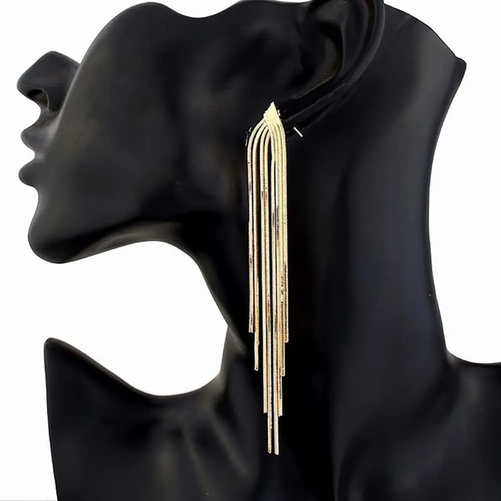 Knot Tassel Earrings for Women Long Gold Tassel Dangle Knot Earrings Knot Snake Chain Fringe Statement Earrings