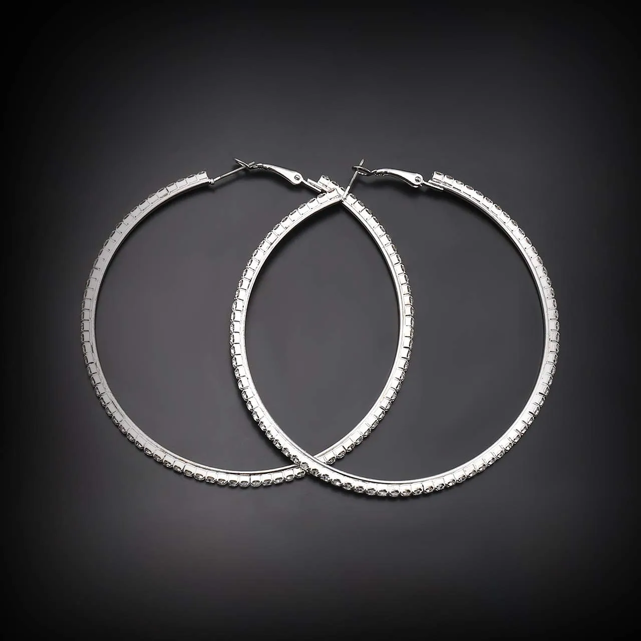 Large Hoop Earrings for Women Rhinestone Crystal Big Circle Hoops Stud Earrings Bridal Wedding Jewelry