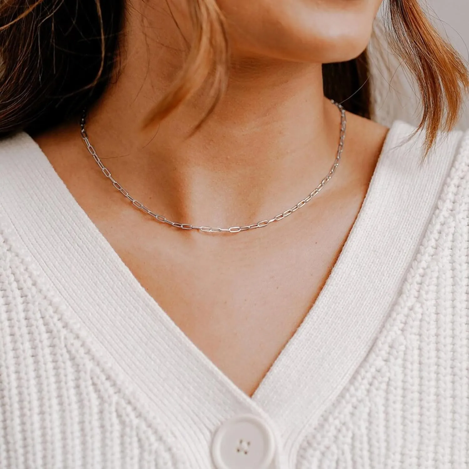 Layered Birthstone Necklace for Women Girls, Gold Silver Rose Gold Plated Paperclip Chain Choker Necklace Rectangle Birthstone Pendant Birthday Gifts for Women Girls Dainty Small Jewelry