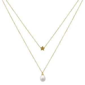 Layered Freshwater Baroque Pearl Necklace gold