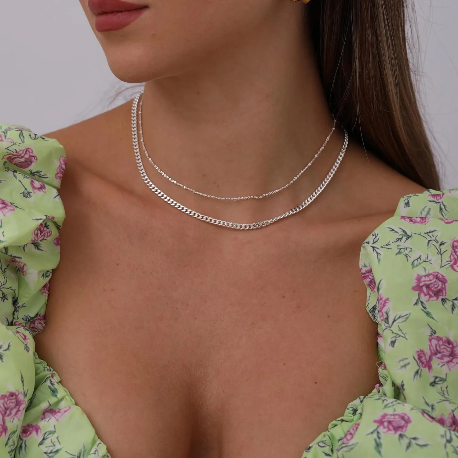 LEXODY Gold Necklaces for Women Dainty Necklace Jewelry Set Cuban Link Beaded Chain 14k Gold Layered Necklace Pendant Necklace Choker for Women Jewelry Gifts