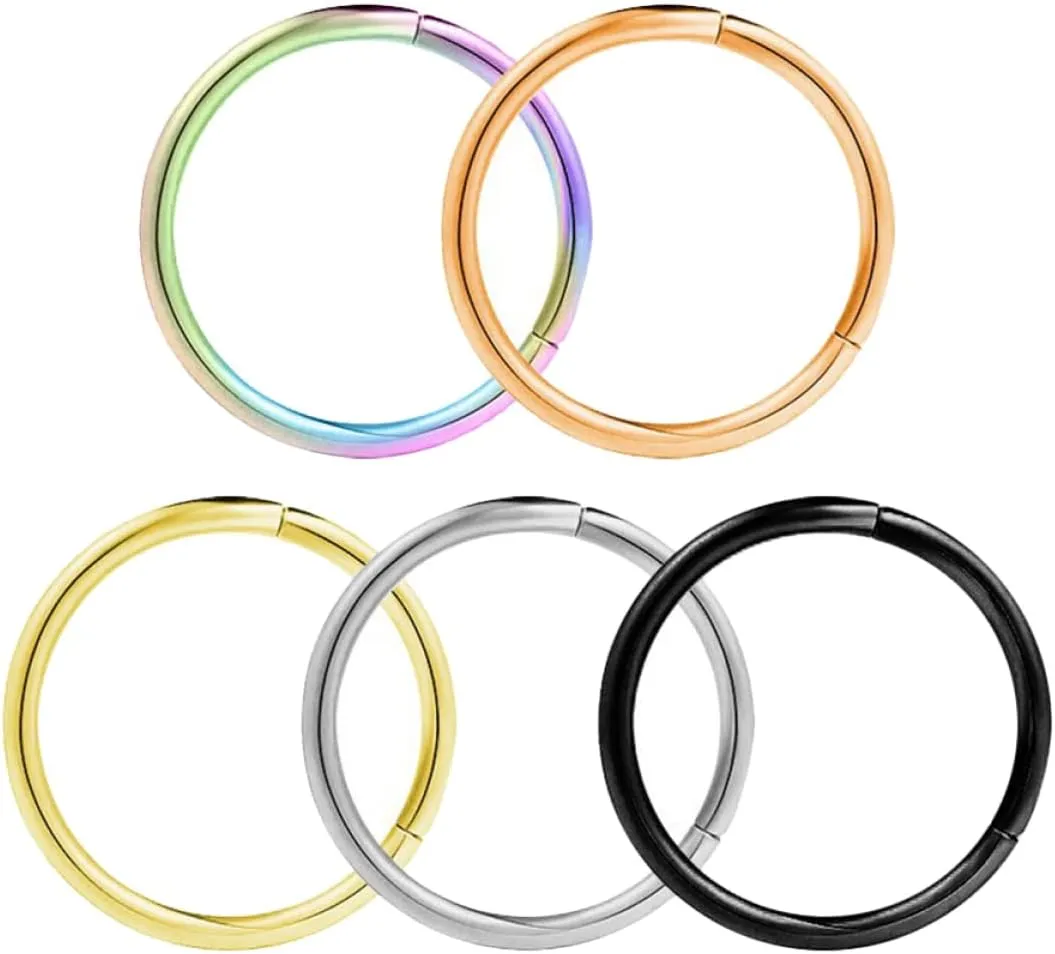 LIFKOME 5pcs Stainless Steel Fake Nose Hoops Body Piercing Jewelry Comfortable Skin-friendly Includes Steel Rainbow