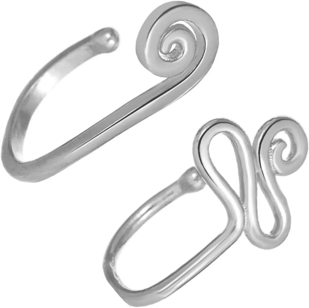LIFKOME Nose Studs Set 2pcs U-Shape Nose Rings Snake and Snail Design Alloy Nose Piercing Jewelry