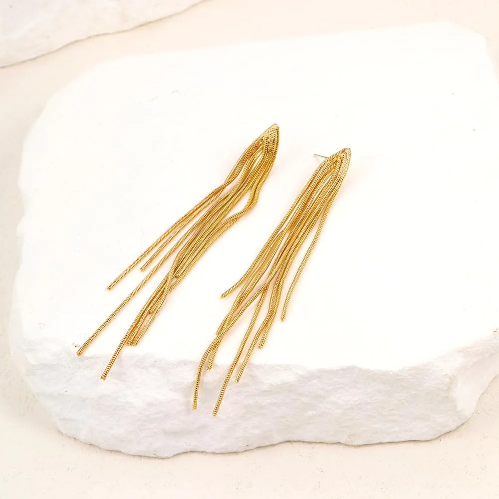 Long Chain Tassel Dangle Earrings for Women Gold Herringbone Chain Dangle Earrings Elegant Hanging Earrings Jewelry