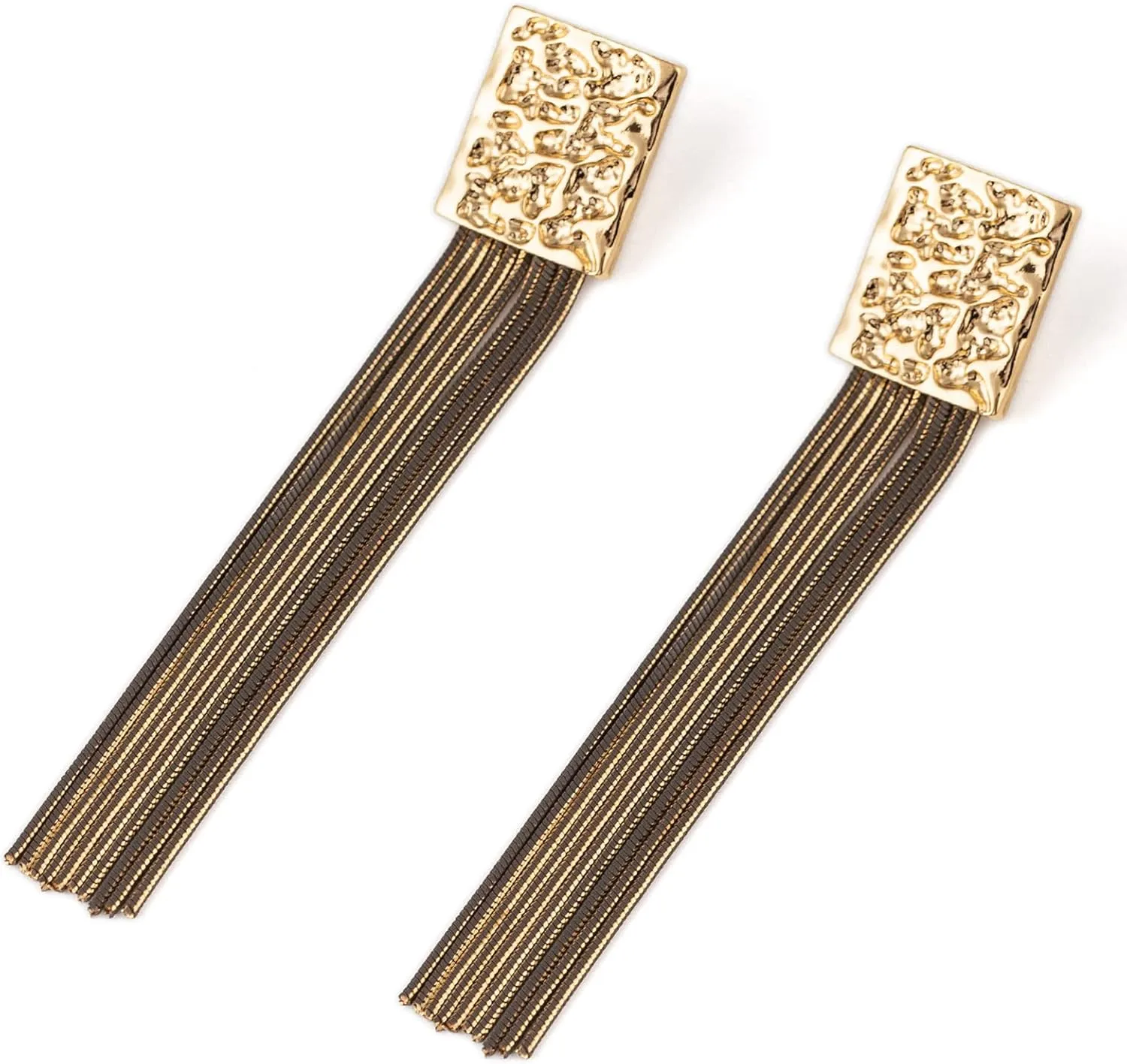 Long Chain Tassel Earrings Elegant - Sleek Chain Fringe Dangle Earrings for Party, Wedding or Event