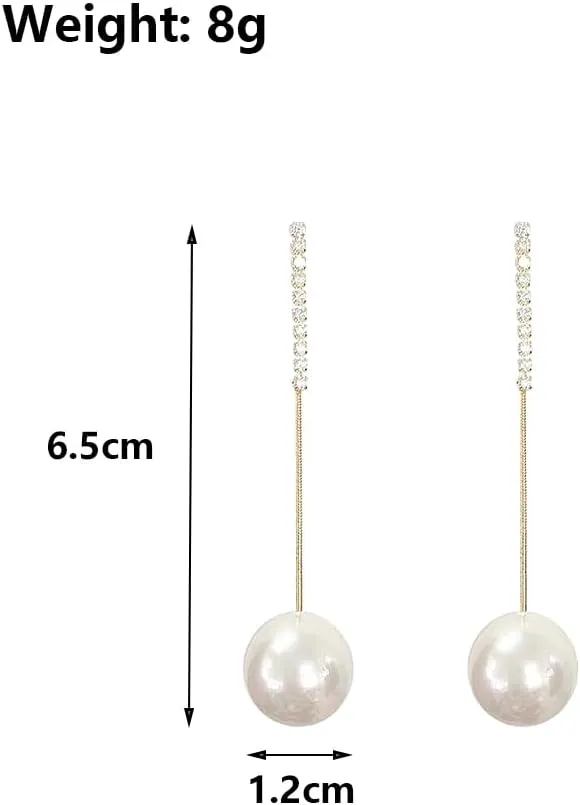 Long Pearl Tassel Chain Earrings for Women Crystal Tennis Chain Chandelier Dangle Earring Sparkly Rhinestone Geometric Statement Drop Earrings Dainty Jewelry Gifts