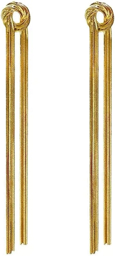 Long Tassel Drop Earrings for Women,Long Chain Dangle Earrings,Silver/Gold Metal Chain Earrings,Long Fringe Chain Earrings Party Jewelry