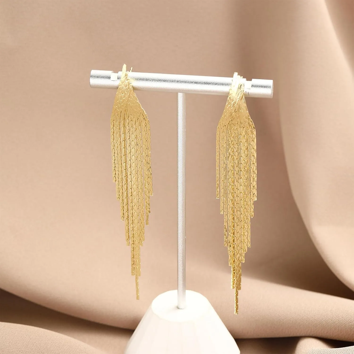 Long Tassel Earrings for Women Gold Dangle Earrings Metal Chain Gold Statement Earrings, Punk Long Threader Earrings for Teen Girls Wedding Bridesmaid Prom Party