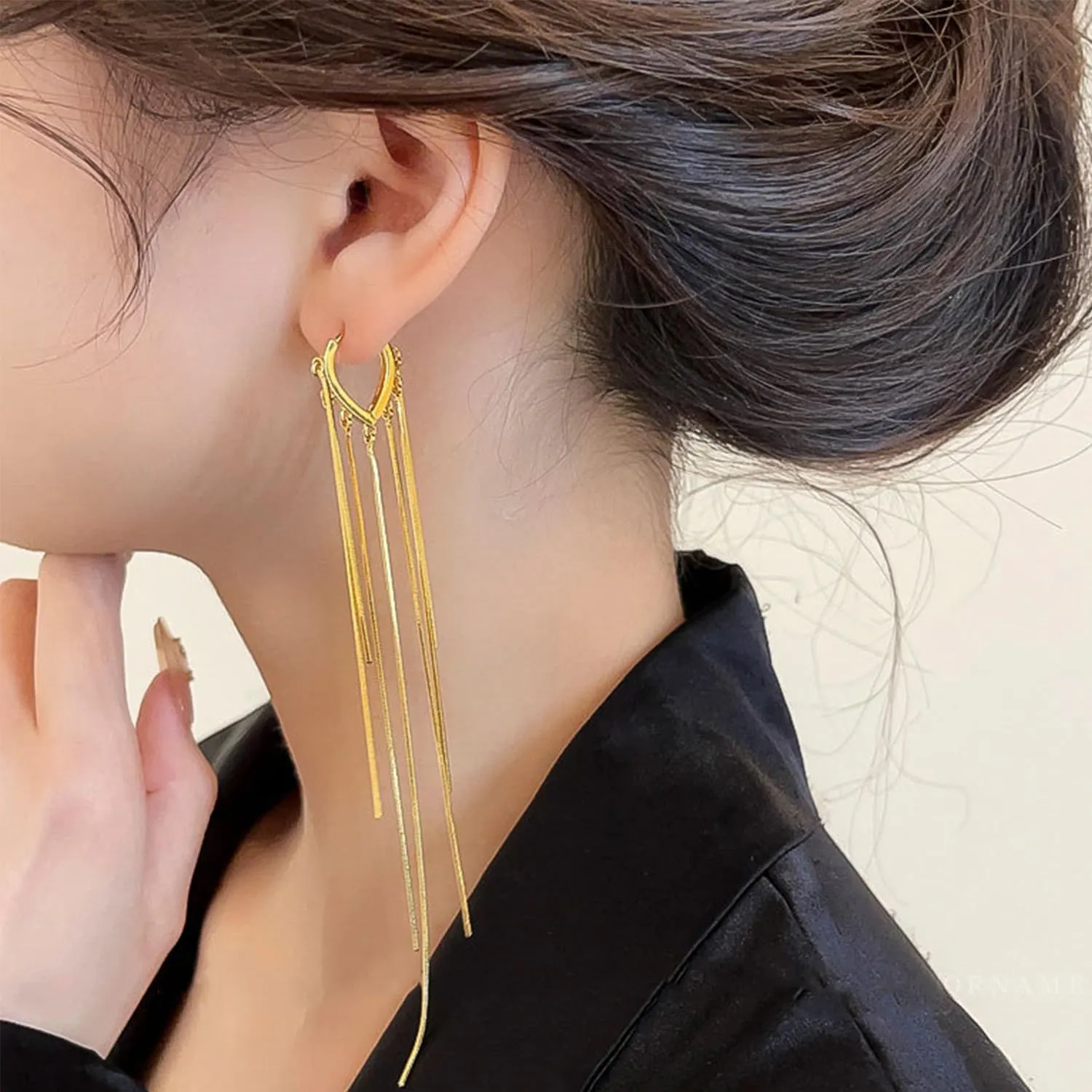 Long Tassel Earrings for Women Long Fringe Linear earrings Sequin Tassel Earrings Gold Chain Dangle Earrings Wedding Bridesmaid Prom Earrings for Women Jewelry