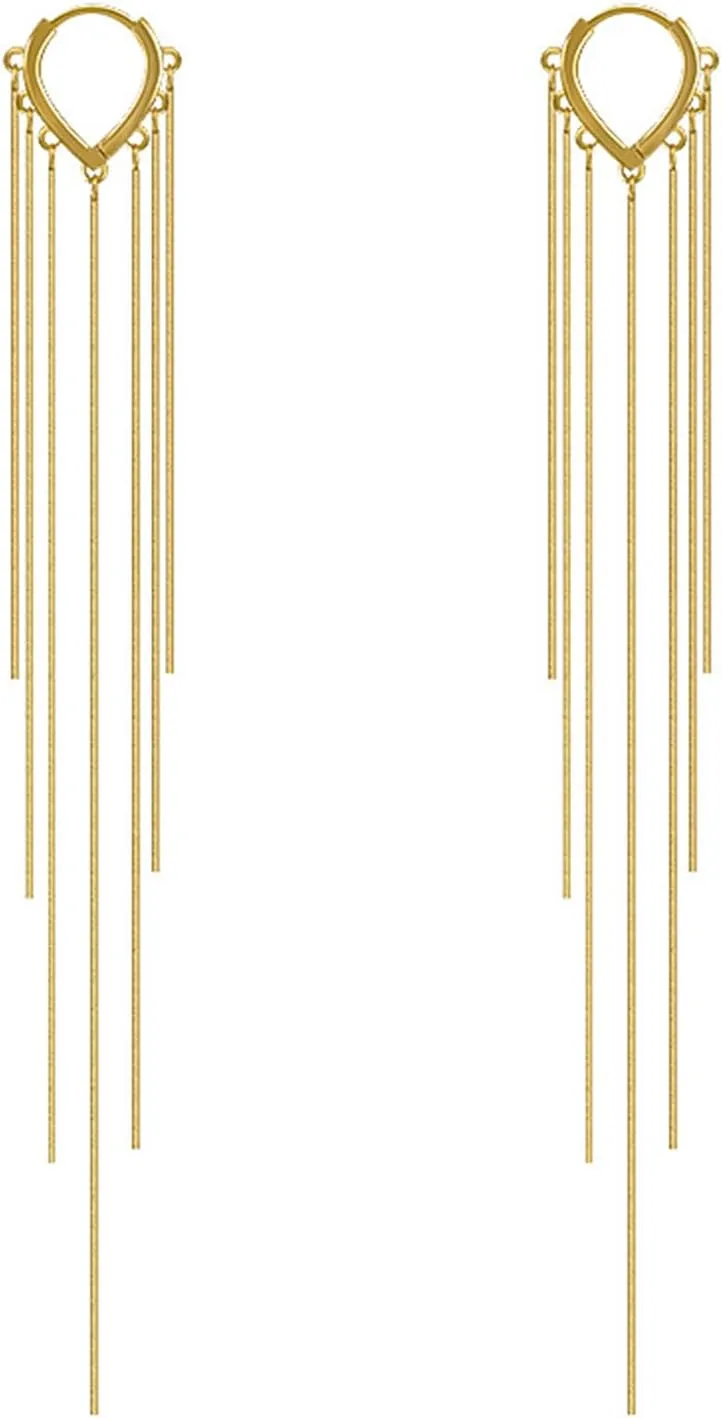 Long Tassel Earrings for Women Long Fringe Linear earrings Sequin Tassel Earrings Gold Chain Dangle Earrings Wedding Bridesmaid Prom Earrings for Women Jewelry
