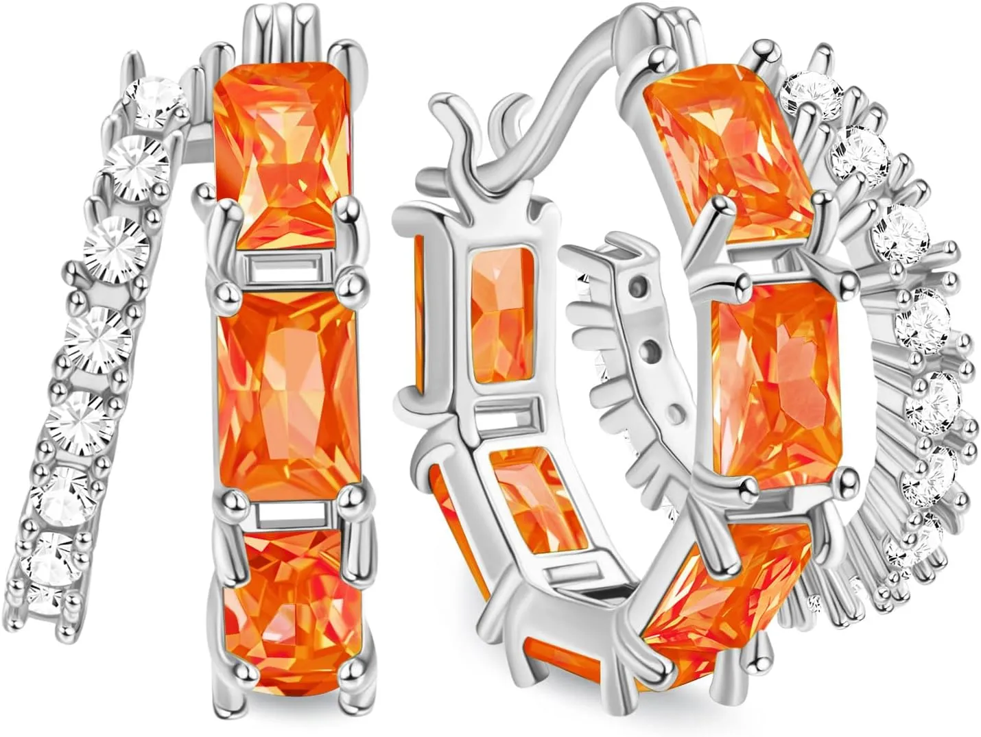 Lourny Double Hoop Crystal Earrings for Women,18K Gold/Silver Plated Illusion Huggie Cubic Zirconia Hoop Earrings Jewelry Gifts