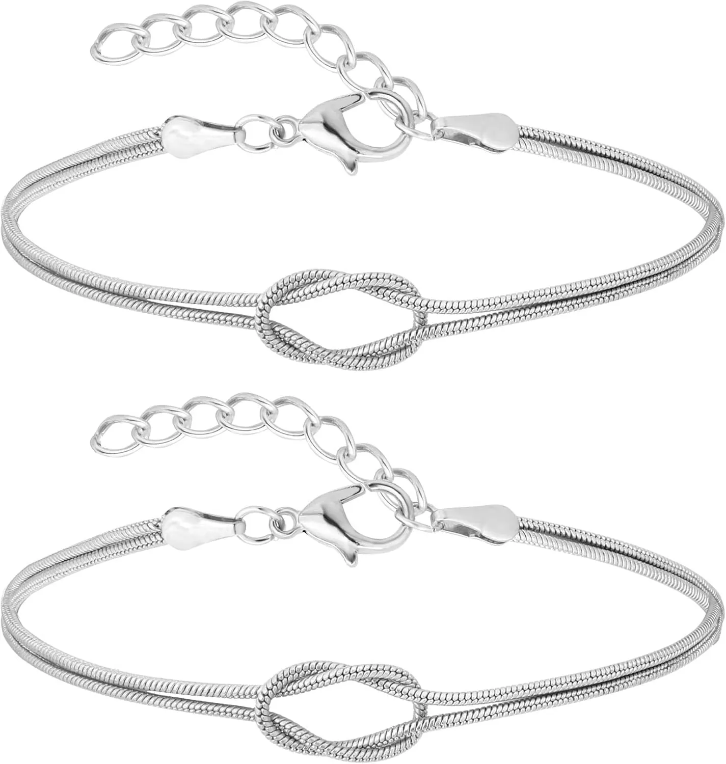 Love Knot Snake Chain Infinity Bracelets For Women 925 Sterling Silver Gold-plated Bracelet Matching Bracelets For Couples Friendship Relationship Bracelets Valentine Christmas Gifts For Her Jewelry