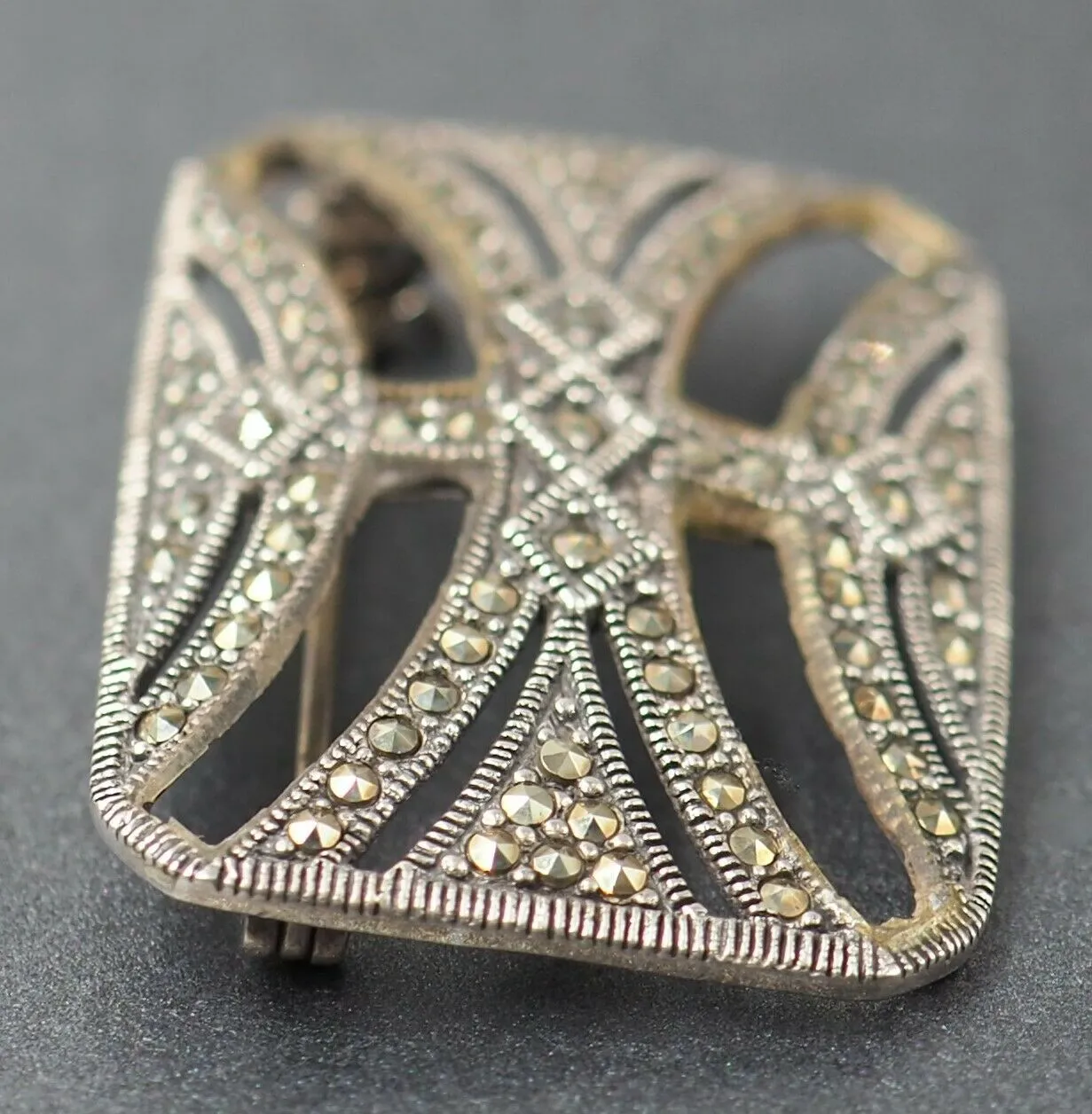 Marcasite 925 Sterling Silver Brooch