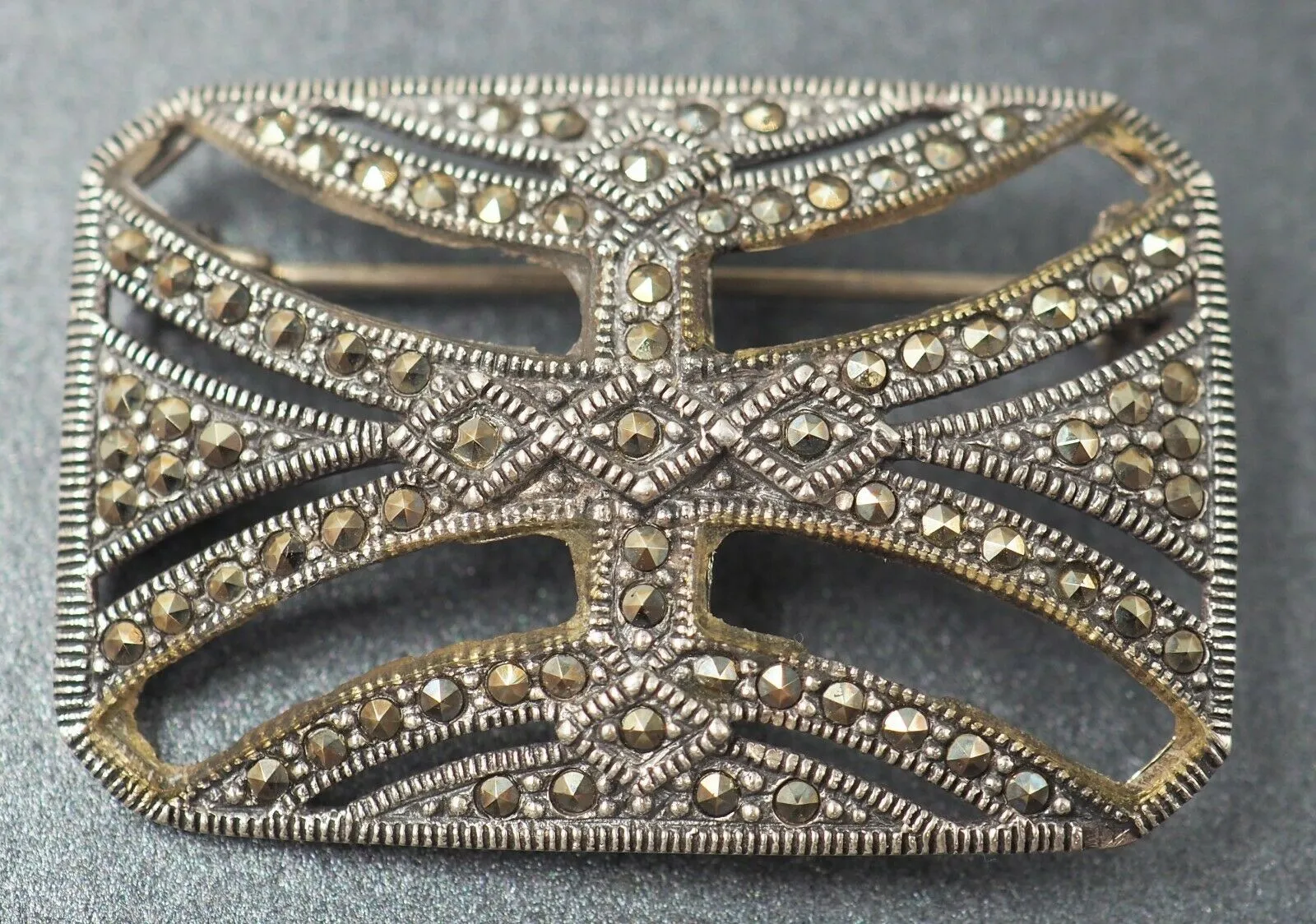 Marcasite 925 Sterling Silver Brooch