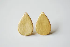 Matte Vermeil Gold Teardrop Earrings- 18k gold plated over Sterling Silver Earring Findings, Gold Hammered Teardrop  Charm, Earrings