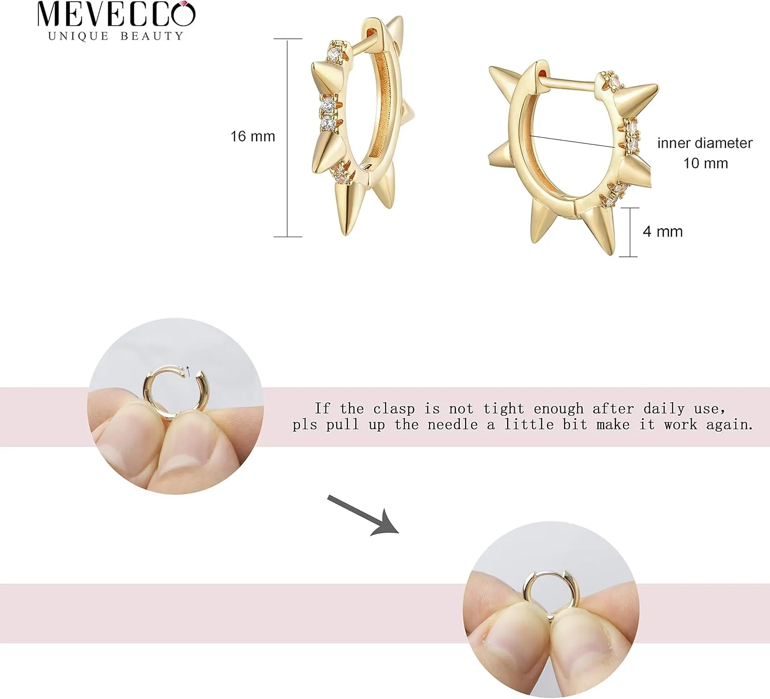 MEVECCO Dainty Gold Hoop Earrings for Women 18K Gold Plated Spike Huggie Hoop Earrings Geometry Handmade Minimalist Hypoallergenic Hoop Earrings for Her Gifts