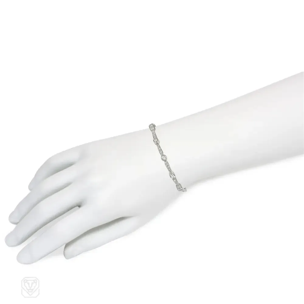 Mid-century tapering diamond line bracelet