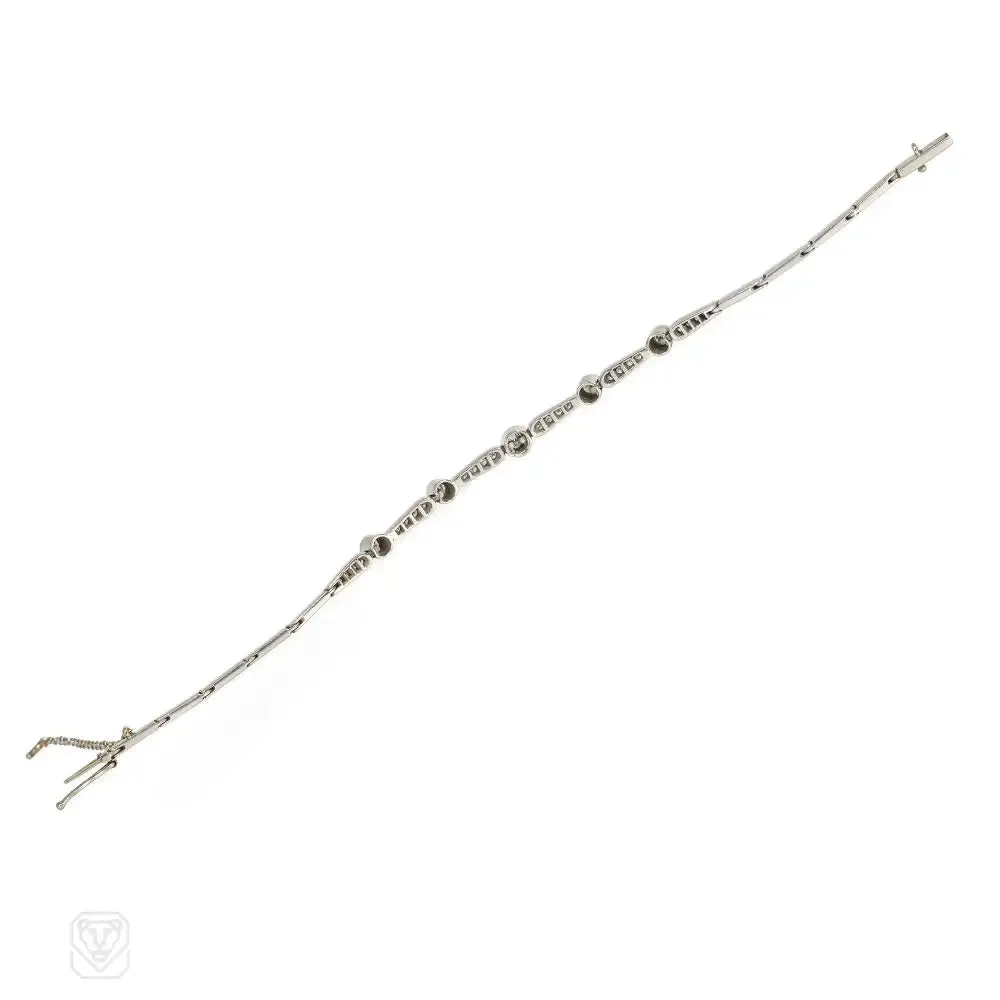 Mid-century tapering diamond line bracelet