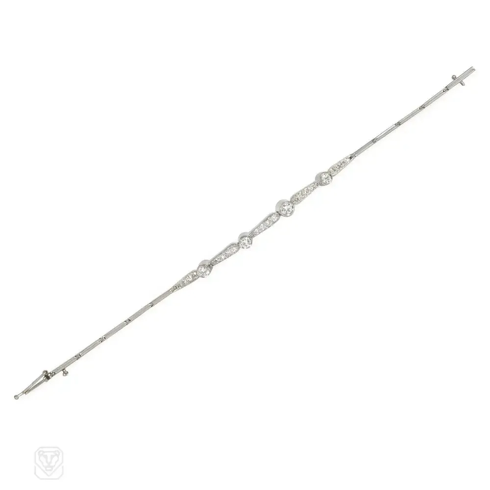 Mid-century tapering diamond line bracelet