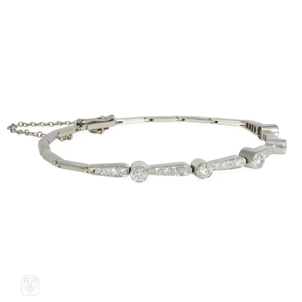 Mid-century tapering diamond line bracelet
