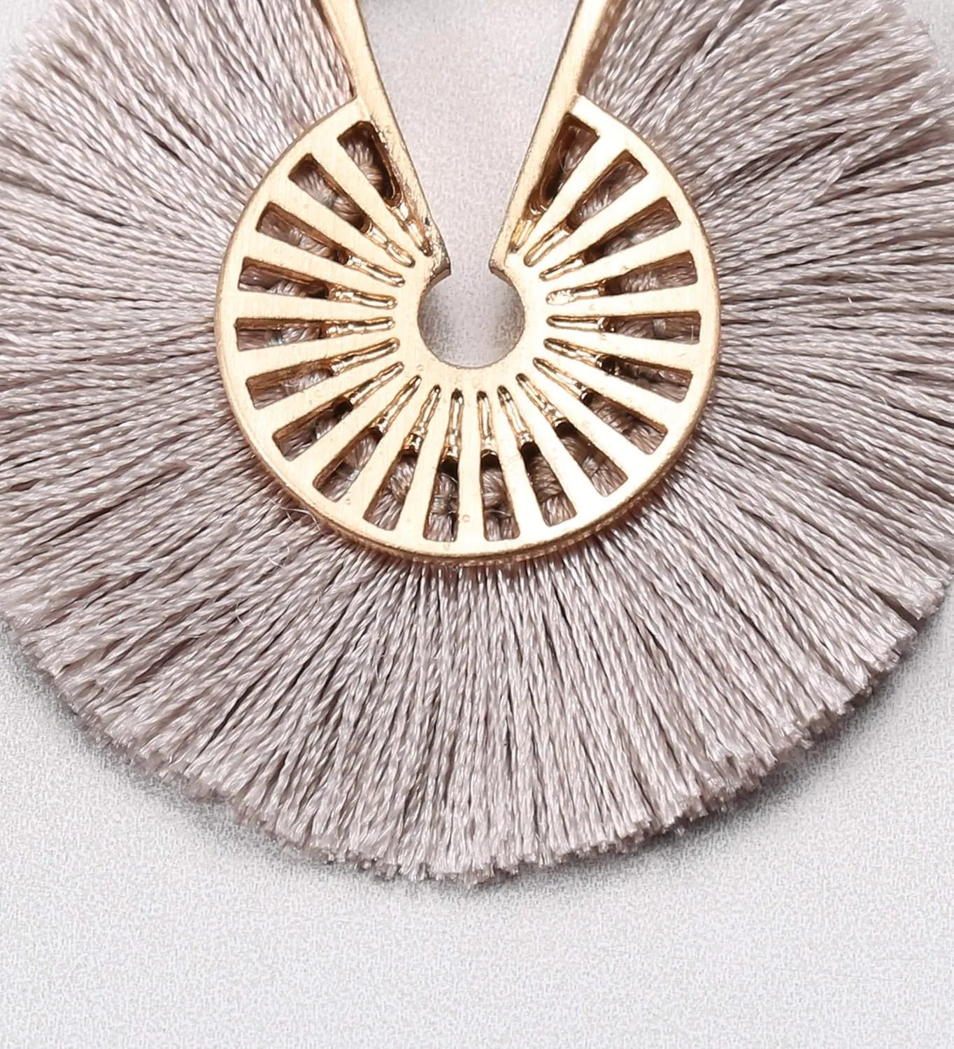 MIRMARU Bohemian Silky Thread Circle Statement Colorful Fringe Tassel Earrings - Swingy French Hoop Dangle Earrings for Women