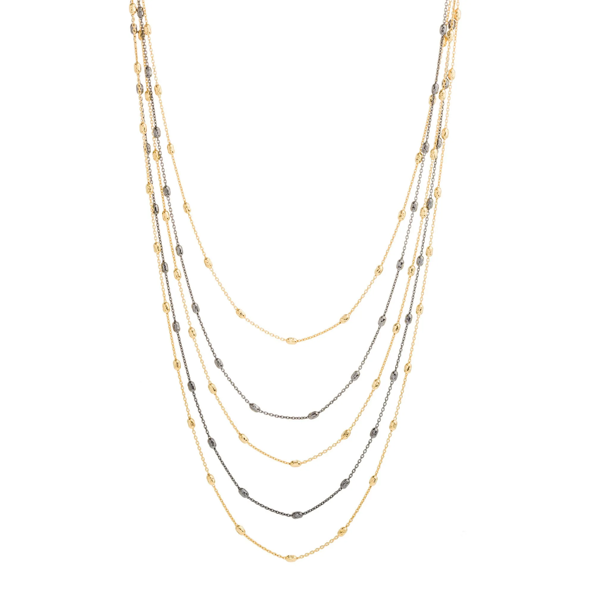 Mixed Metal Layered Bead Necklace