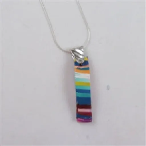 Multi-colored Handmade Pendant Necklace on Silver Chain