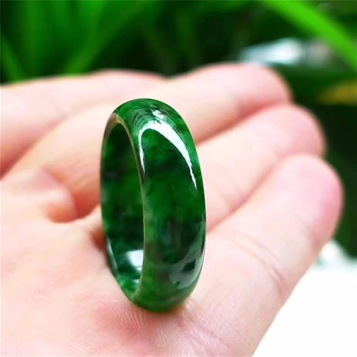Natural Myanmar Jade Green Jadeite Jade Rings Handmade Jade Ring Men Party Wedding Jewelry Gift Rings for Men Woman (Ring Size : 10)