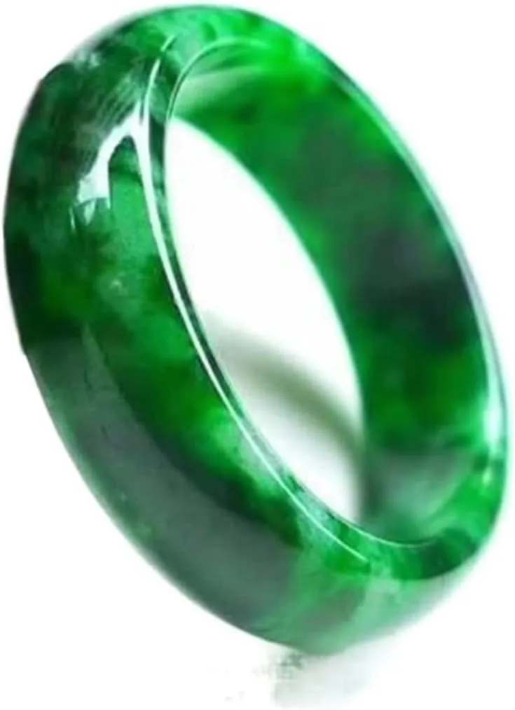 Natural Myanmar Jade Green Jadeite Jade Rings Handmade Jade Ring Men Party Wedding Jewelry Gift Rings for Men Woman (Ring Size : 10)