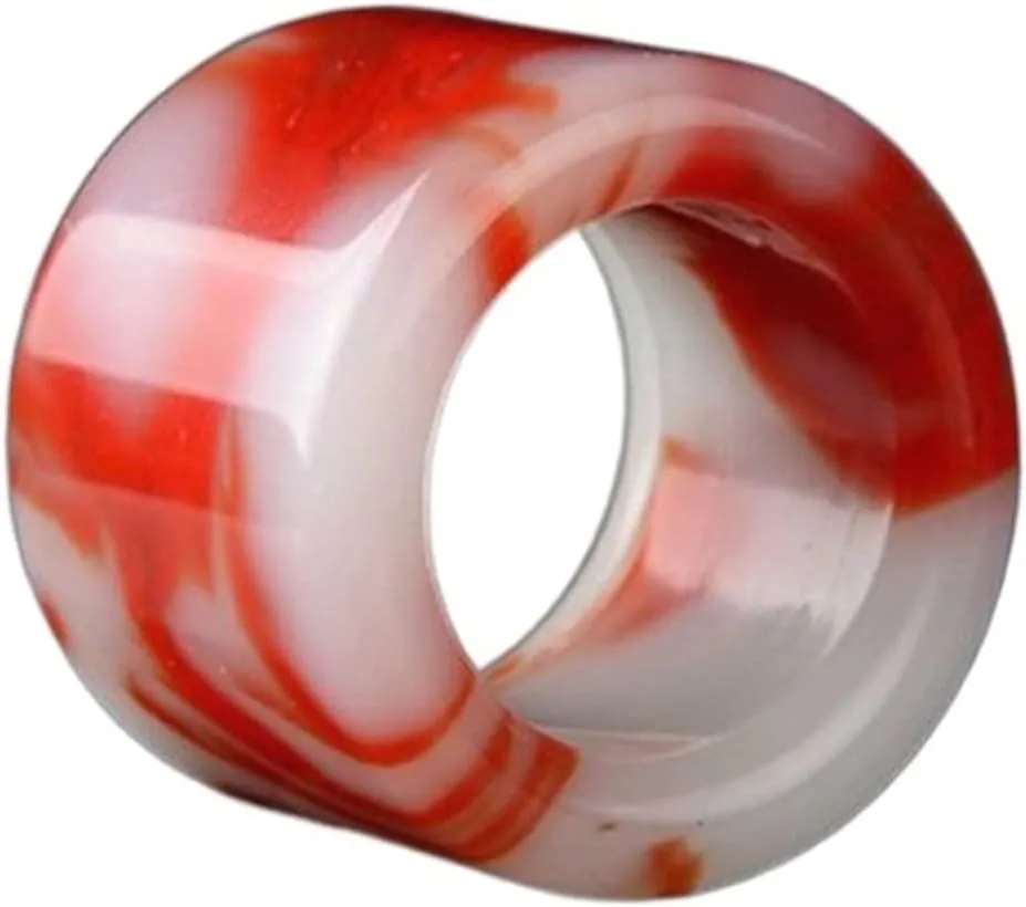Natural Red White Jade Stone Ring Chinese Hand-Carved Charm Jadeite Jewelry Accessories Fashion Amulet for Men Women Lucky Gifts (Gem Color : 21-22mm Diameter)