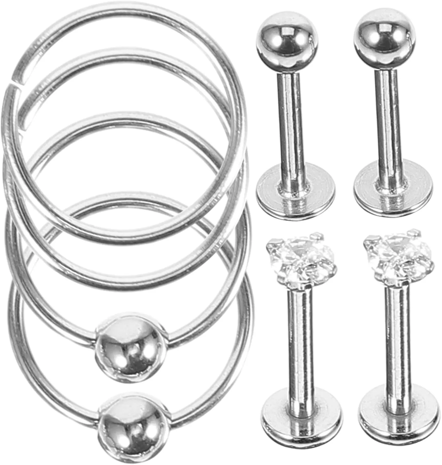 NOLITOY Elegant Nose Ring Studs Metal Nose Jewelry Set 8 Pieces Rings Polished Finish No for Women