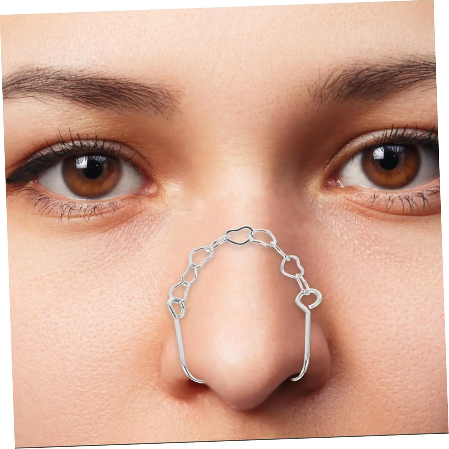 Non Piercing Nose Rings Adjustable Decorative Heart Nose Jewelry for Women Comfortable Creative Design