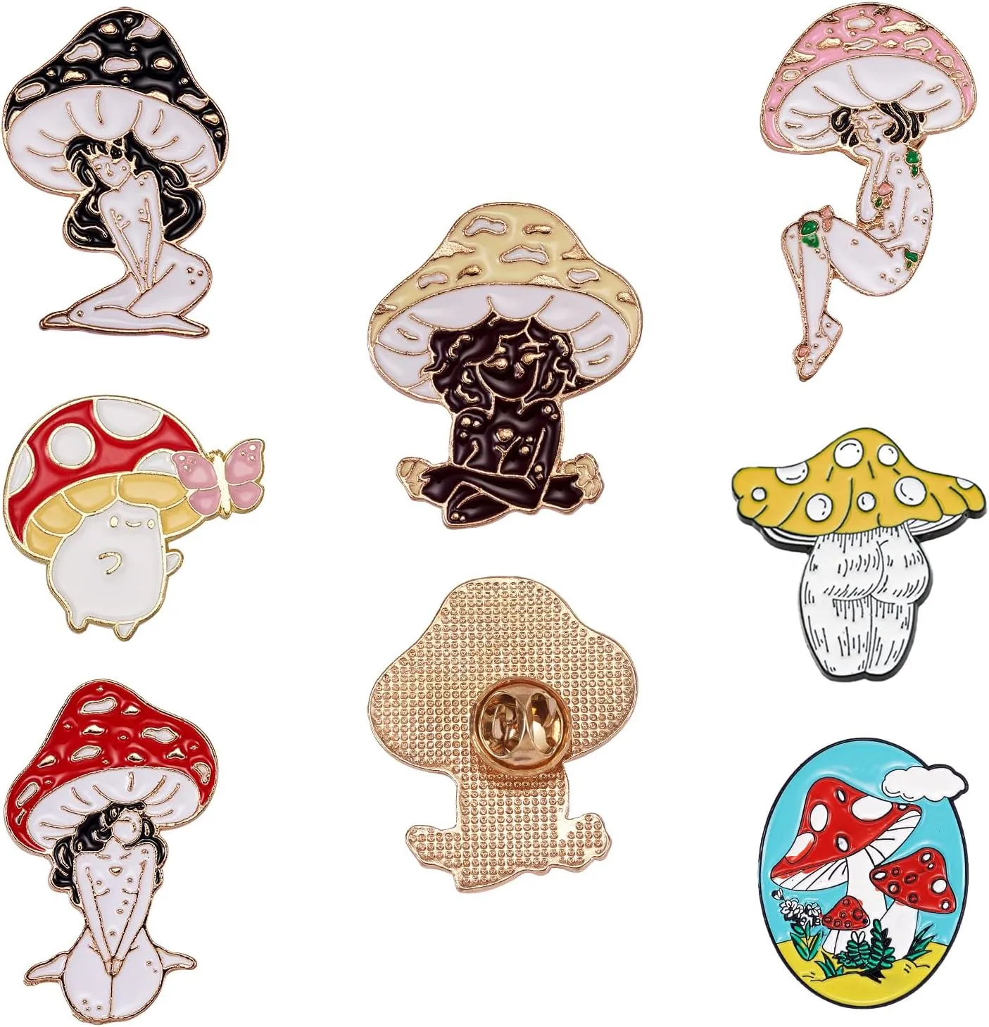 Ornaland Mushroom Enamel Pin Set Cartoon Mushroom Label Brooches Accessory for Jackets Backpacks Badges Brooches Badges Clothes Jackets Hats