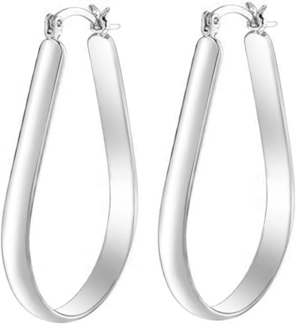 Oval Hoop Earrings Chunky Large Lightweight Earring Hoop 18K Gold Plated Minimalist Jewelry for Women 19/29/35/38mm