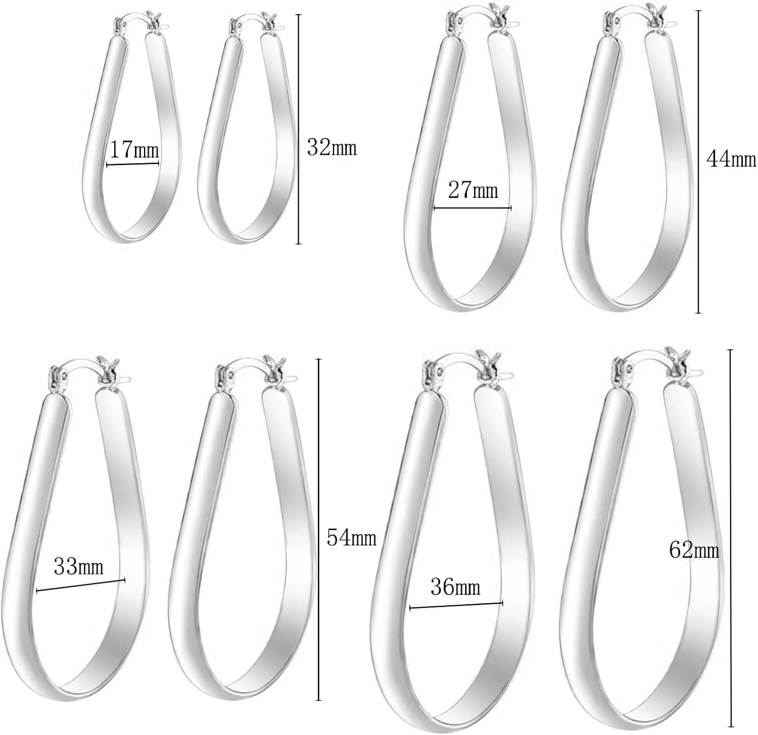 Oval Hoop Earrings Chunky Large Lightweight Earring Hoop 18K Gold Plated Minimalist Jewelry for Women 19/29/35/38mm