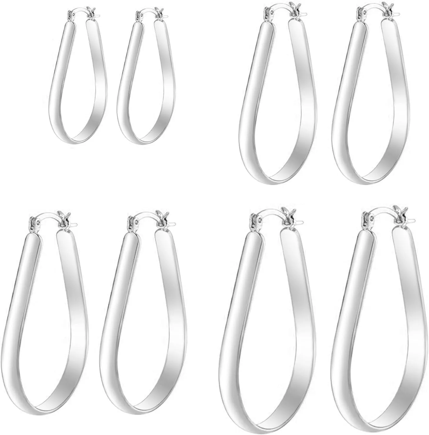 Oval Hoop Earrings Chunky Large Lightweight Earring Hoop 18K Gold Plated Minimalist Jewelry for Women 19/29/35/38mm